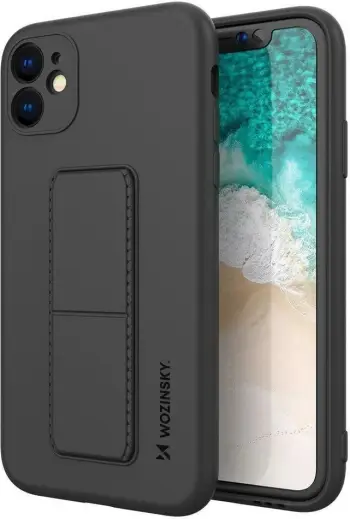 Mbështjellës Wozinsky Kickstand Case për iPhone 11 Pro Max, silikon, me mbajtëse, zi