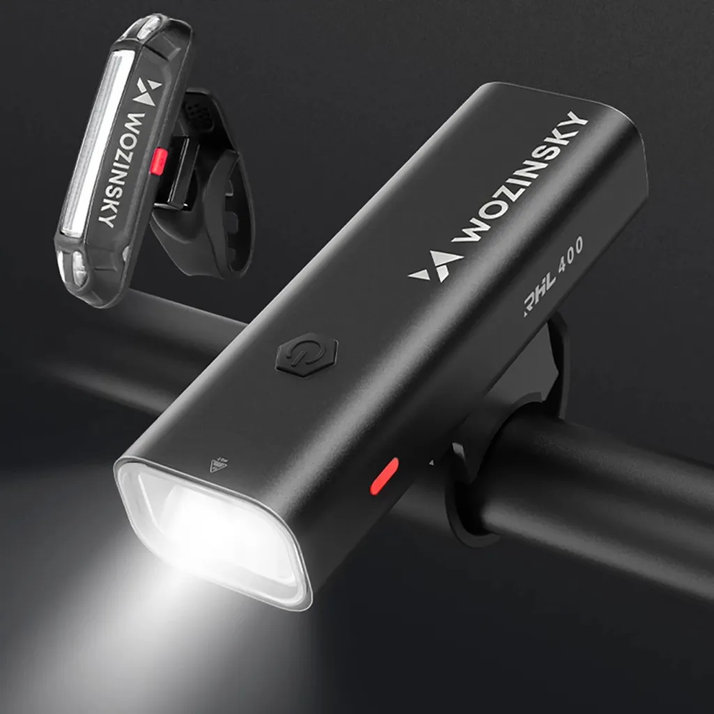 Set drita biçiklete Wozinsky WSBLB2, 400 lm, USB-C, e zezë - 5