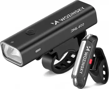 Set drita biçiklete Wozinsky WSBLB2, 400 lm, USB-C, e zezë