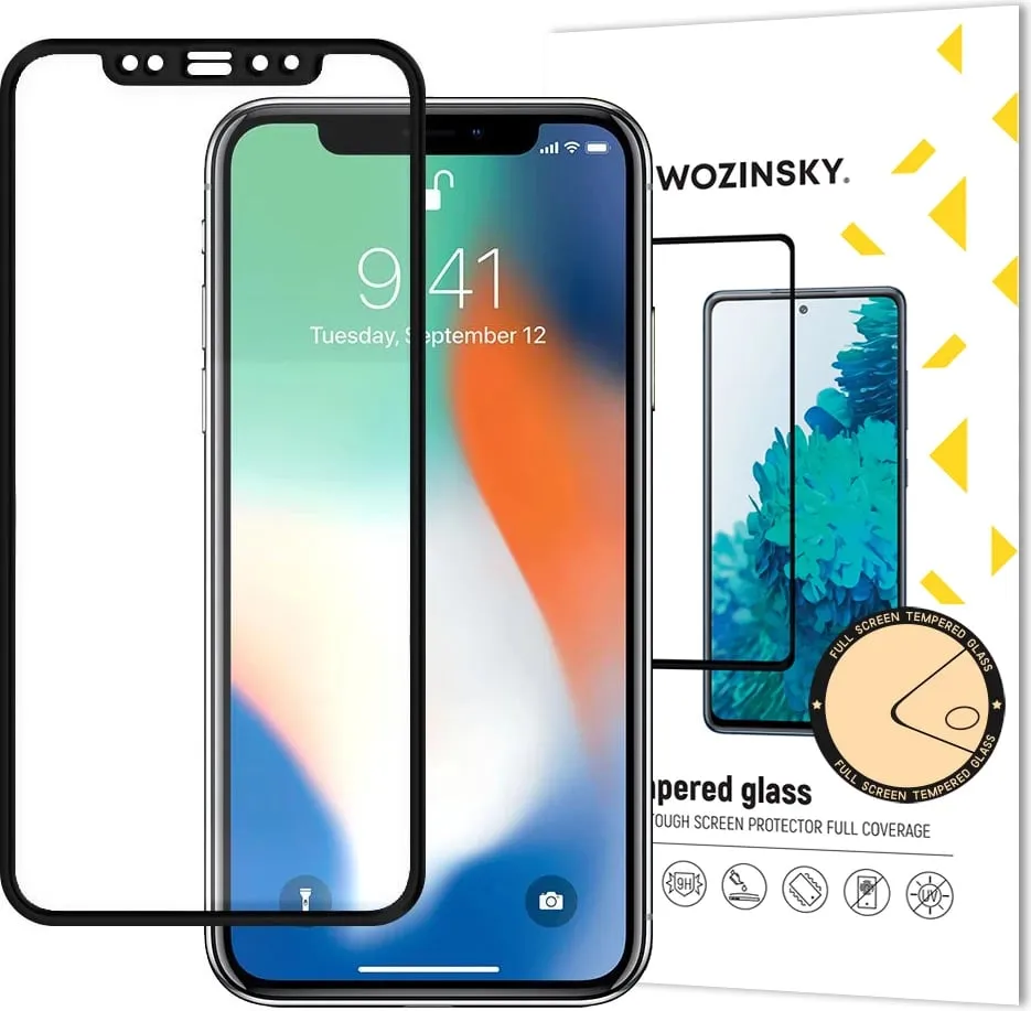 Mbrojtës ekrani xhami i temperuar, Wozinsky, Full Glue për iPhone 11 Pro Max / iPhone XS Max, 9H, kornizë e zezë - 1