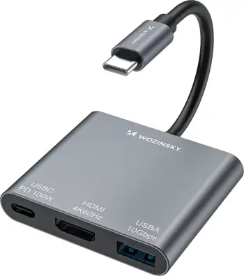 Hub USB C Wozinsky WHCH-01, PD 100W, HDMI 4K, gri