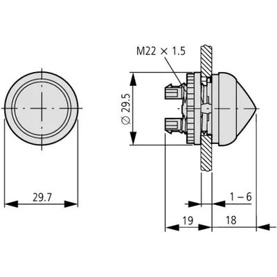Kokë llambe Eaton M22-LY, e verdhë - 2