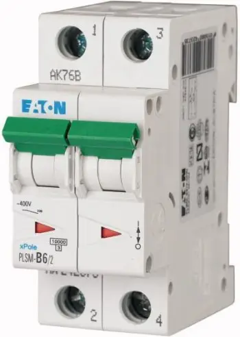 Ndërprerës Eaton C6/2-MW, 2P, C, 6A, 10kA, AC, i hirtë