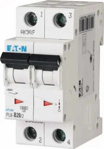 Ndërprerës automatik Eaton PL6 B20/2, 2P, 20A, 6kA, AC