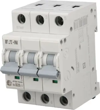 Ndërprerës miniaturë Eaton, 3P, B, 20A, 6kA AC, xPole Home, HN-B20 / 3