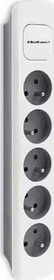 Shirit elektrik Qoltec 50296, 5 priza, kabllo 1.8 m, bardhë gri