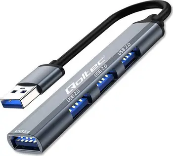 USB hub Qoltec 4in1, USB 3.0, 3x USB 2.0, gri grafit