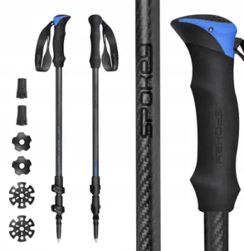 Shkopinj trekking Spokey Atom SPK-944821, fibër karboni, 105-135 cm, të zinj
