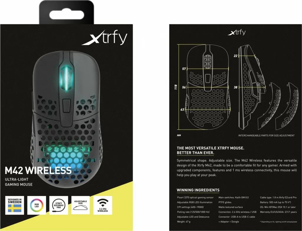 Maus Xtrfy M42 Wireless, i zi - 16