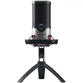 Mikrofon tavoline Cherry UM 6.0 ADVANCED, USB, 24 bit, 96 kHz, i zi/argjendtë
