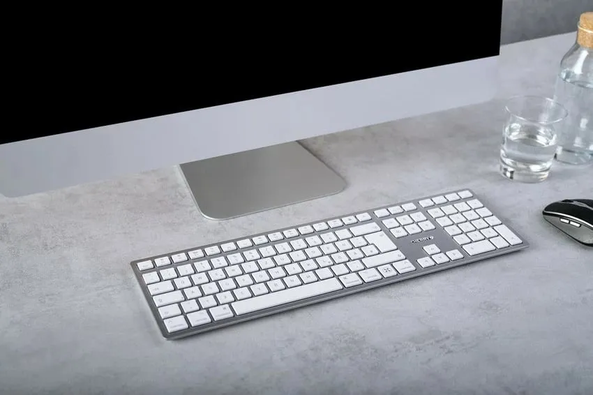 Tastierë Cherry KW 9100 SLIM për Mac, Wired & Wireless, USB + Bluetooth, QWERTZ, Argjendtë - 1