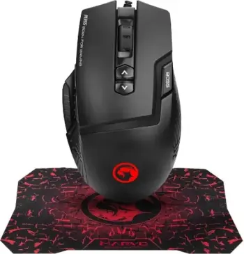 Maus Marvo M355+G1 2IN1 Mouse and Mouse pad combo, të zeza