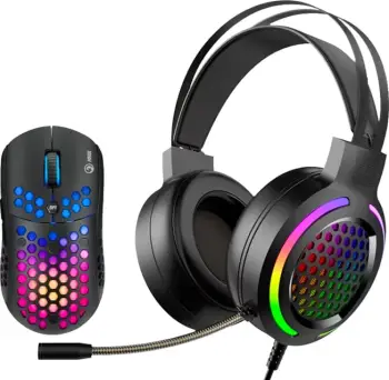 Set kufje dhe maus Marvo MH01 BK 2IN1 Gaming, të zeza