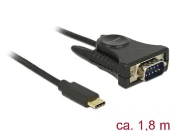 Përshtatës Delock USB-C - DB-9, 1.8m, i zi