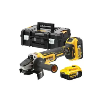 Ratifikuese këndore me bateri,DeWALT 18V, 5,0Ah, e verdhë/zezë