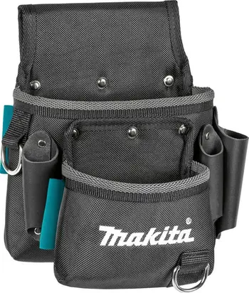 Çantë pune Makita 2 Section Screw Pocket, 2 ndarje, lëkurë dhe poliester, e zezë gri teal