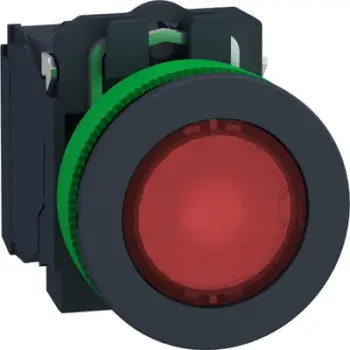 Buton i ndriçuar plastik Schneider Electric Harmony XB5 XB5FW34G5, fi30, LED 110-120V AC, i kuq