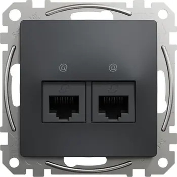 Prizë kompjuterike Schneider Electric Sedna Design SDD114452, 2xRJ45 cat.5e UTP, e zezë antracit