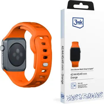 Rrip ore 3mk Silicone Watch Strap për Apple Watch, 42 44 45 49 mm, portokalli