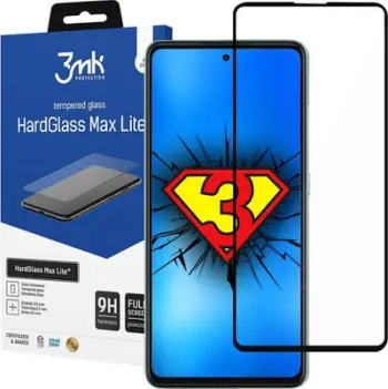 Mbrojtës ekrani 3MK HardGlass Max Lite për Samsung Galaxy A52 A52 5G, xham i temperuar, 0.3mm, i zi