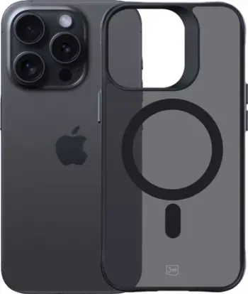 Kuti mbrojtëse 3mk Smoke MagCase për iPhone 15 Pro, MagSafe, gjysmë transparente, e zezë