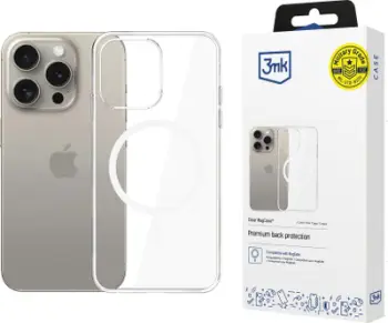 Këllëf telefoni 3mk Clear MagCase për iPhone 15 Pro, kompatibil me MagSafe, transparent