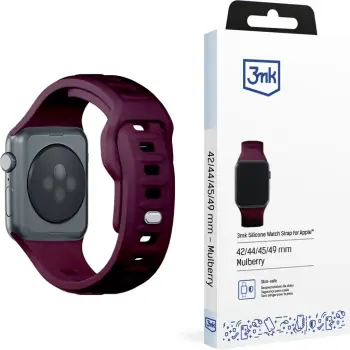 Rrip ore 3mk Silicone Watch Strap për Apple Watch 42 44 45 49mm, silikoni, mulberry
