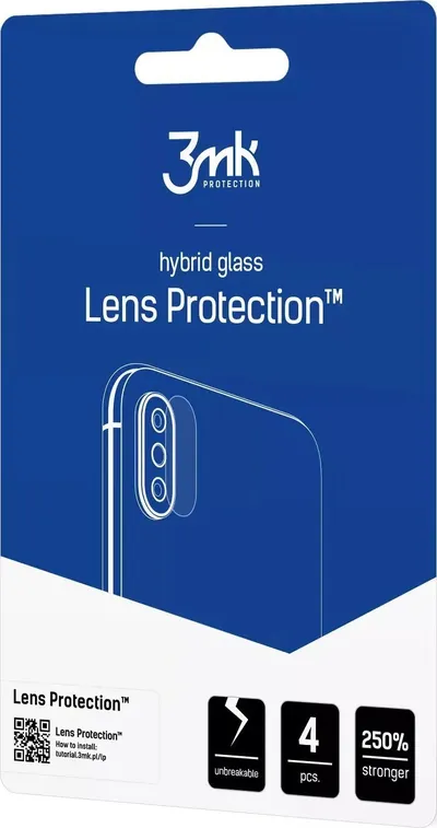 Mbrojtës kamere 3MK Lens Protect për iPhone 16, xham hibrid, set 4 copë, transparent - 2