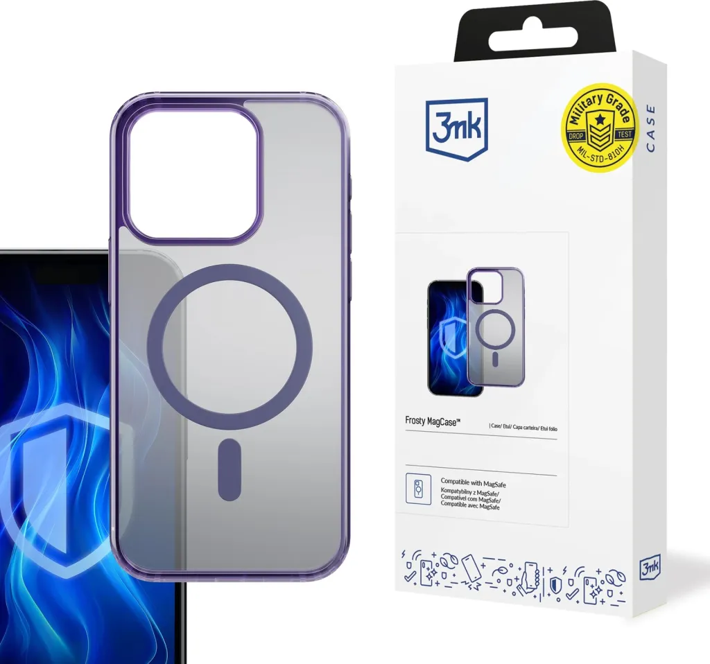 Mbështjellës 3mk Frosty MagCase për iPhone 15 Pro, MagSafe, Violet - 1