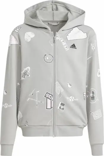Duks me kapuç për fëmijë adidas, me zinxhir, gri