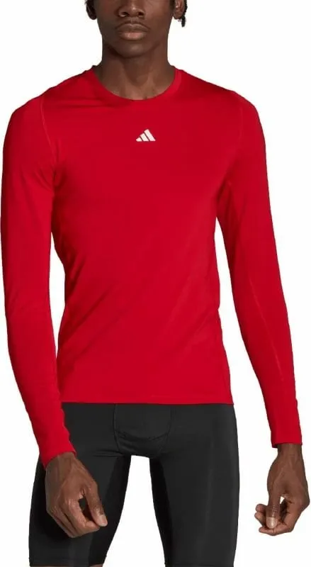 Maicë adidas Techfit Aeroready me mëngë të gjata për meshkuj, e kuqe - 3