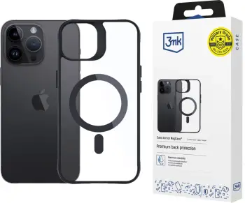 Mbështjellës 3mk Protection Satin Armor MagCase me MagSafe për iPhone 14 Pro, Transparent me kornizë të zezë