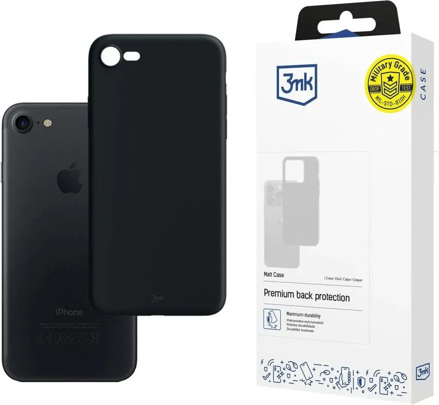 Mbështjellës 3mk Matt Case për iPhone 7/8/SE 2020/2022, zi - 1
