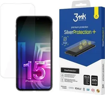 Folie mbrojtëse 3MK Silver Protect Plus për iPhone 15 Pro 6.1", antimikrobike, montim me lagie, transparente