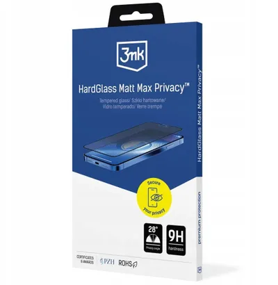 Mbrojtës ekrani 3MK HardGlass, për iPhone 17 Pro Max, matt, privatësi Max, i zi - 1