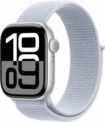 Smartwatch Apple Watch Series 10 GPS 42mm, alumini argjendtë, Sport Loop Blue Cloud