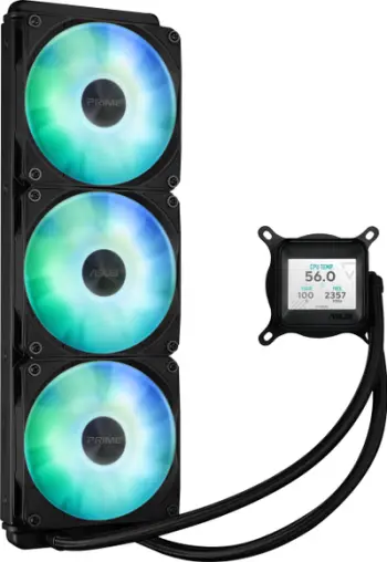 Ftohës uji AIO, Asus, Prime LC 360 ARGB LCD 90RC00Z1-B0EAY0, 360mm, 3x120mm ARGB, ekran LCD, përmasa XL, i zi