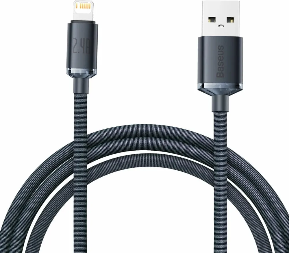 Kabllo Baseus Crystal Shine, USB-A në Lightning, 2m, 2.4A, e zezë - 1