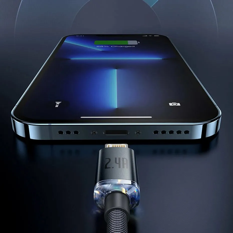 Kabllo Baseus Crystal Shine, USB-A në Lightning, 2m, 2.4A, e zezë - 13