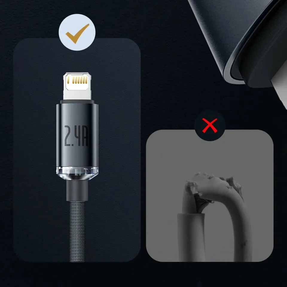Kabllo Baseus Crystal Shine, USB-A në Lightning, 2m, 2.4A, e zezë - 15