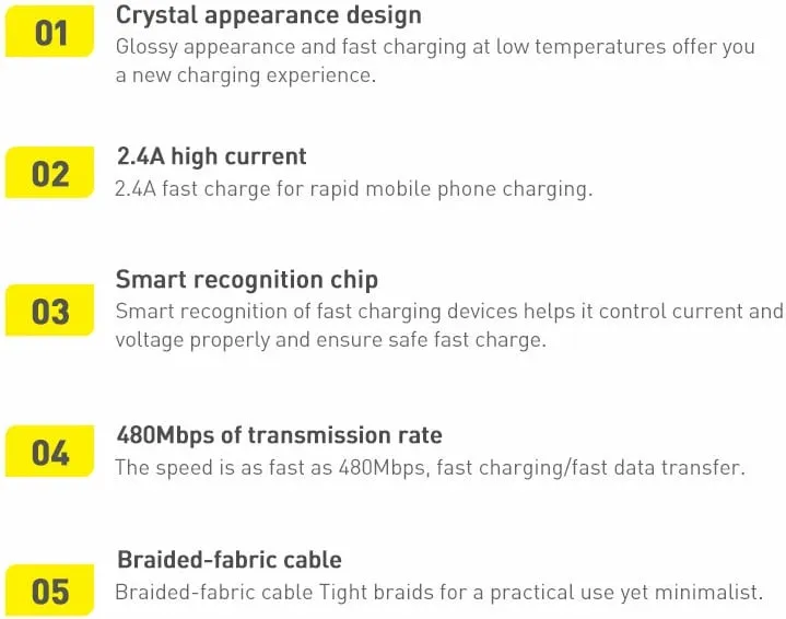 Kabllo Baseus Crystal Shine, USB-A në Lightning, 2m, 2.4A, e zezë - 20