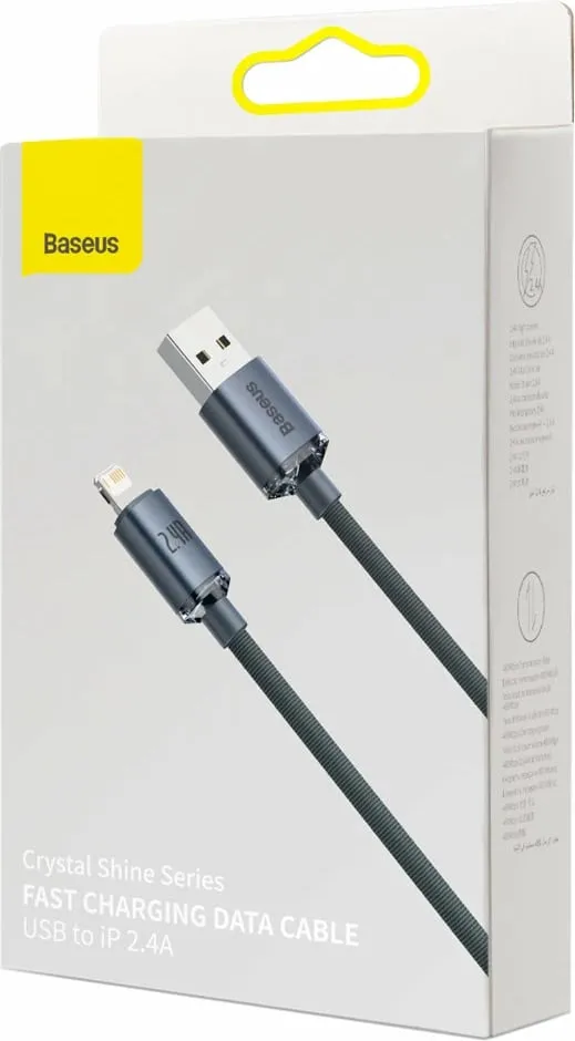 Kabllo Baseus Crystal Shine, USB-A në Lightning, 2m, 2.4A, e zezë - 5
