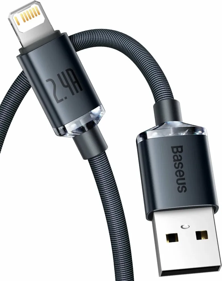 Kabllo Baseus Crystal Shine, USB-A në Lightning, 2m, 2.4A, e zezë - 9