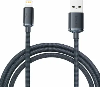 Kabllo Baseus Crystal Shine, USB-A në Lightning, 2m, 2.4A, e zezë