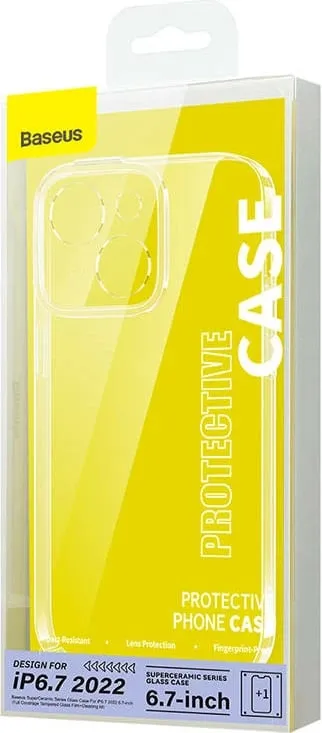 Mbështjellës Baseus SuperCeramic me xham të temperuar për iPhone 14 Plus, Transparent, set - 6