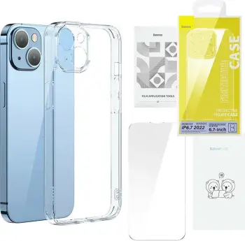 Mbështjellës Baseus SuperCeramic me xham të temperuar për iPhone 14 Plus, Transparent, set