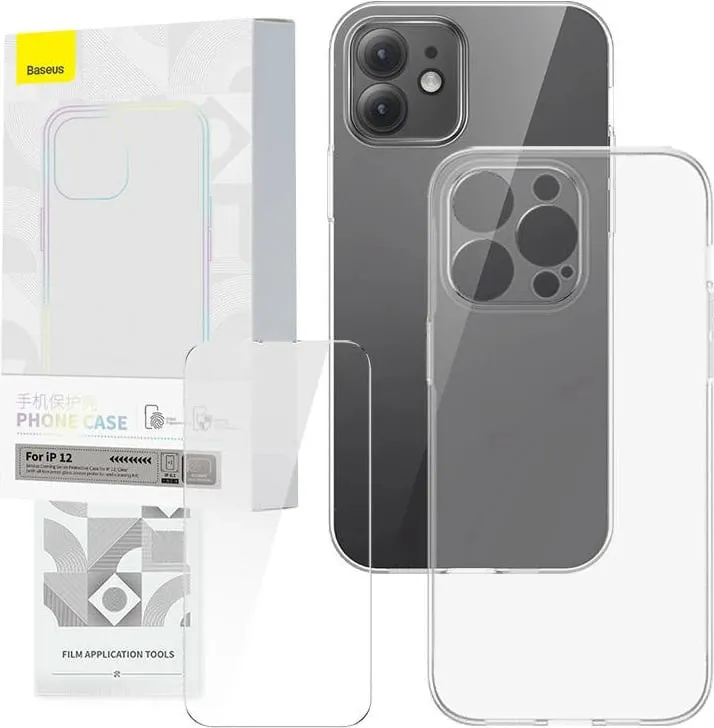 Mbështjellës Baseus Corning me xham të temperuar për iPhone 12, transparent, set - 1