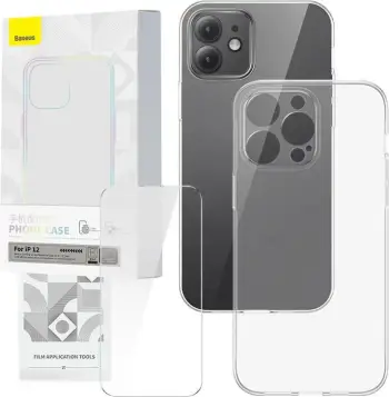 Mbështjellës Baseus Corning me xham të temperuar për iPhone 12, transparent, set