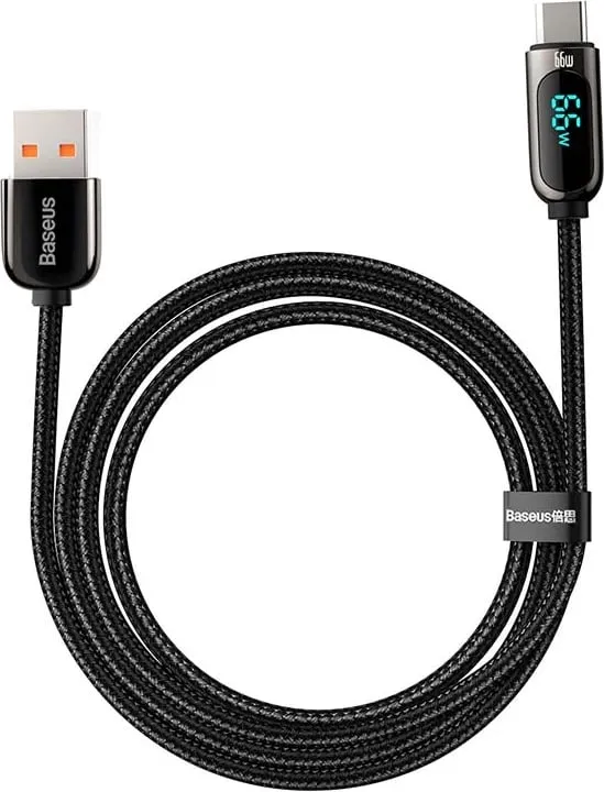 Kabllo Baseus Display, USB në USB-C, 66W, 2m, e zezë - 5