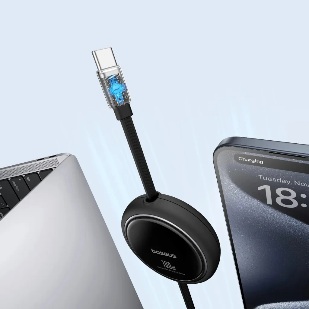 Kabllo USB-C në USB-C Baseus Free2Draw Mini 100W, 1m, e zezë - 4